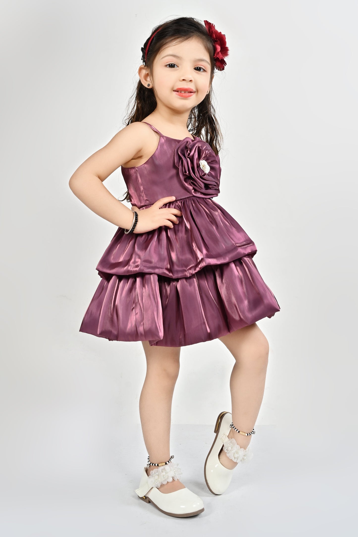 Sleeveless Designer Frock for Girls | Wine