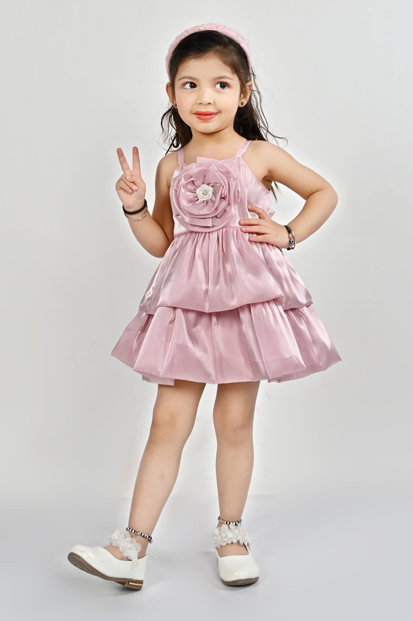 Sleeveless Designer Frock for Girls | Pink