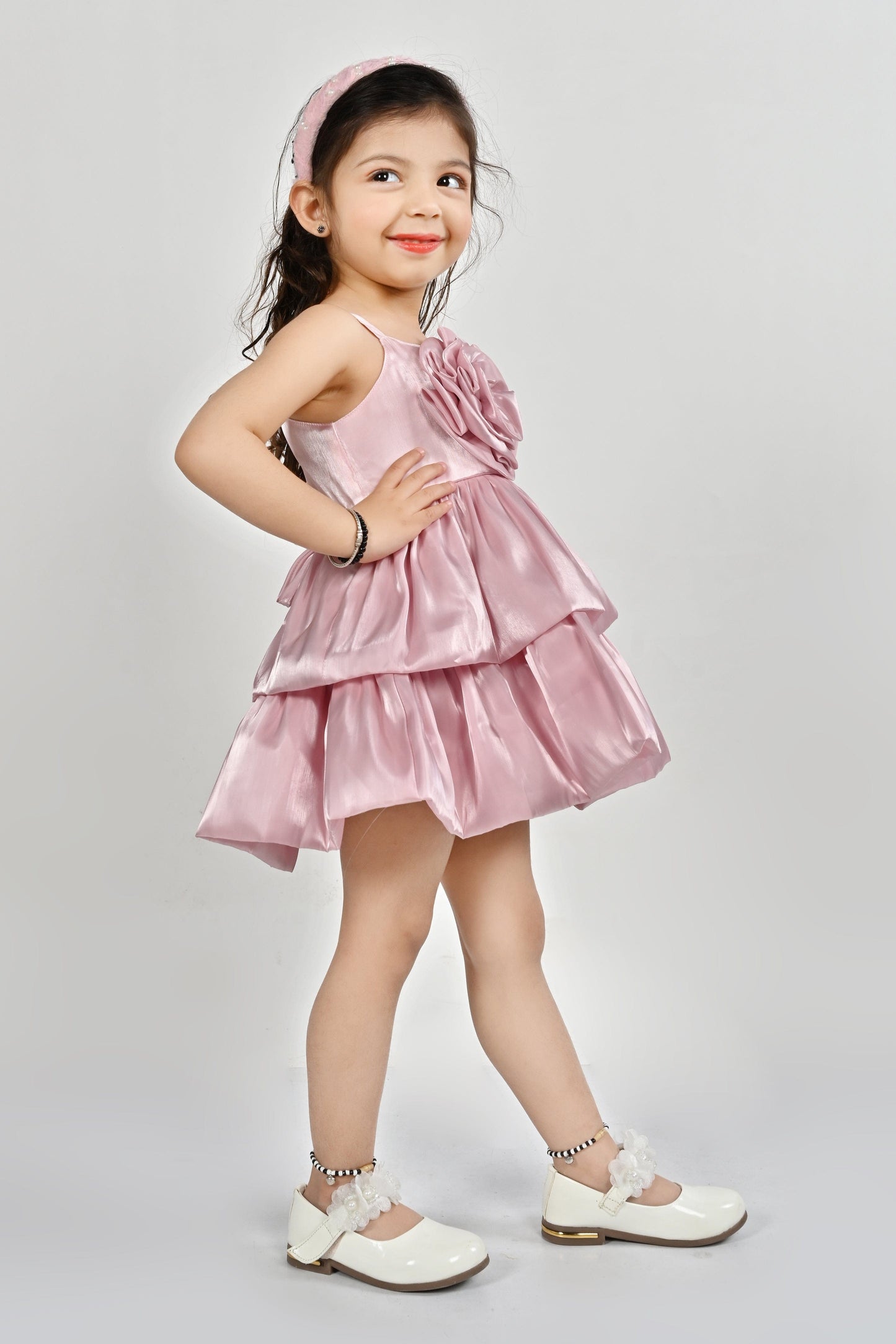 Sleeveless Designer Frock for Girls | Pink