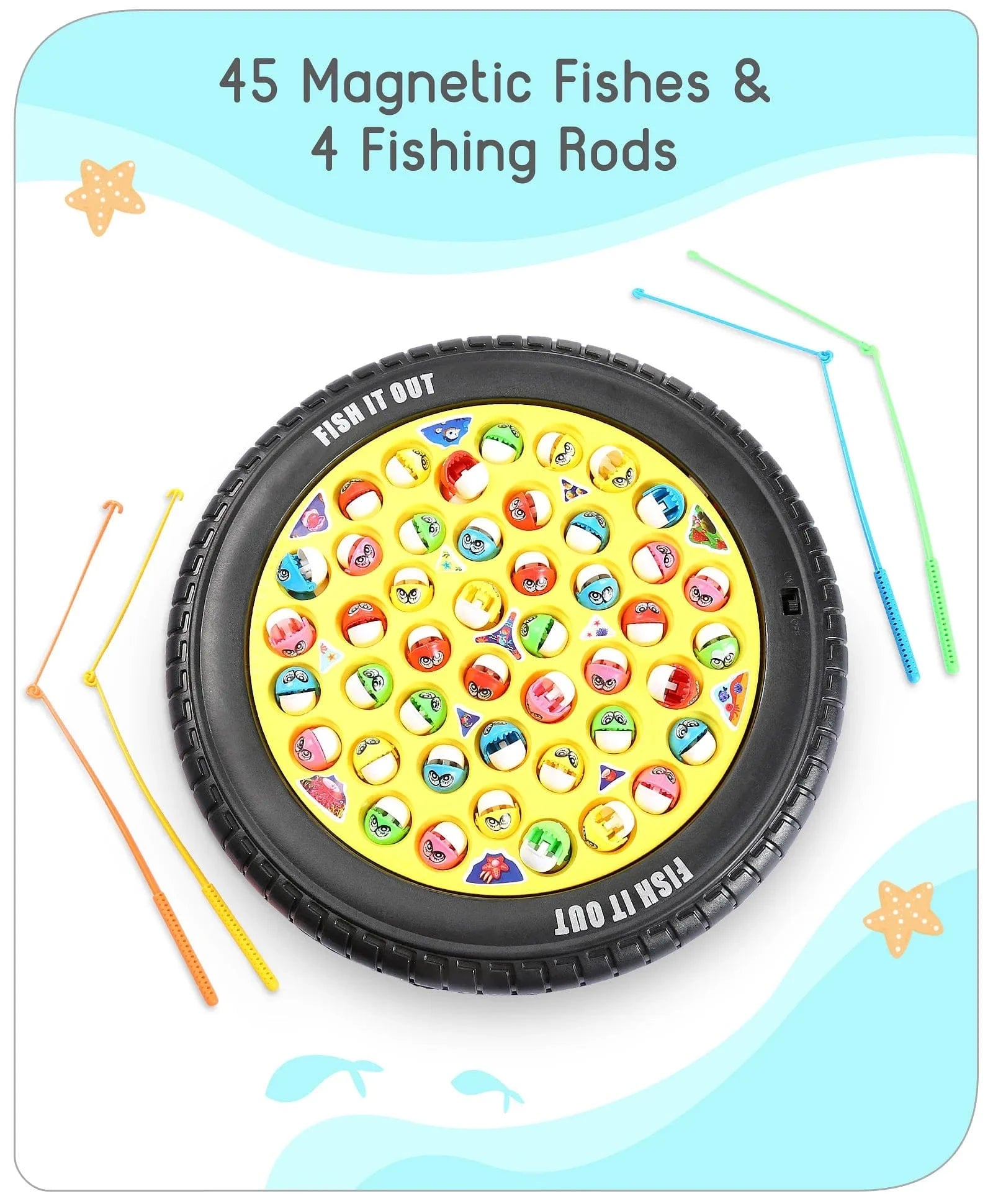 Magnetic Fishing Game Set | 45 Fish and 4 Poles | +3 Years