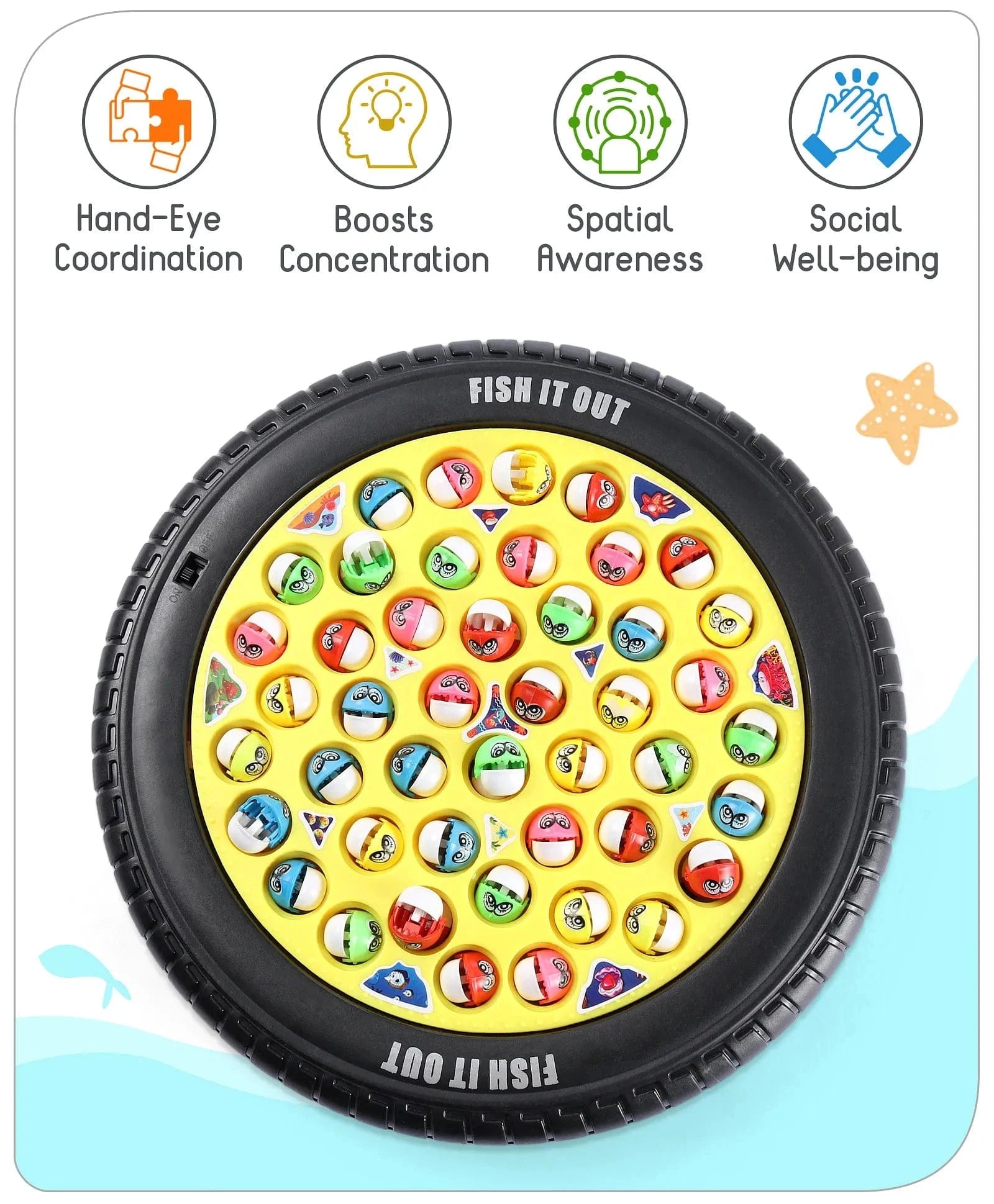 Magnetic Fishing Game Set | 45 Fish and 4 Poles | +3 Years