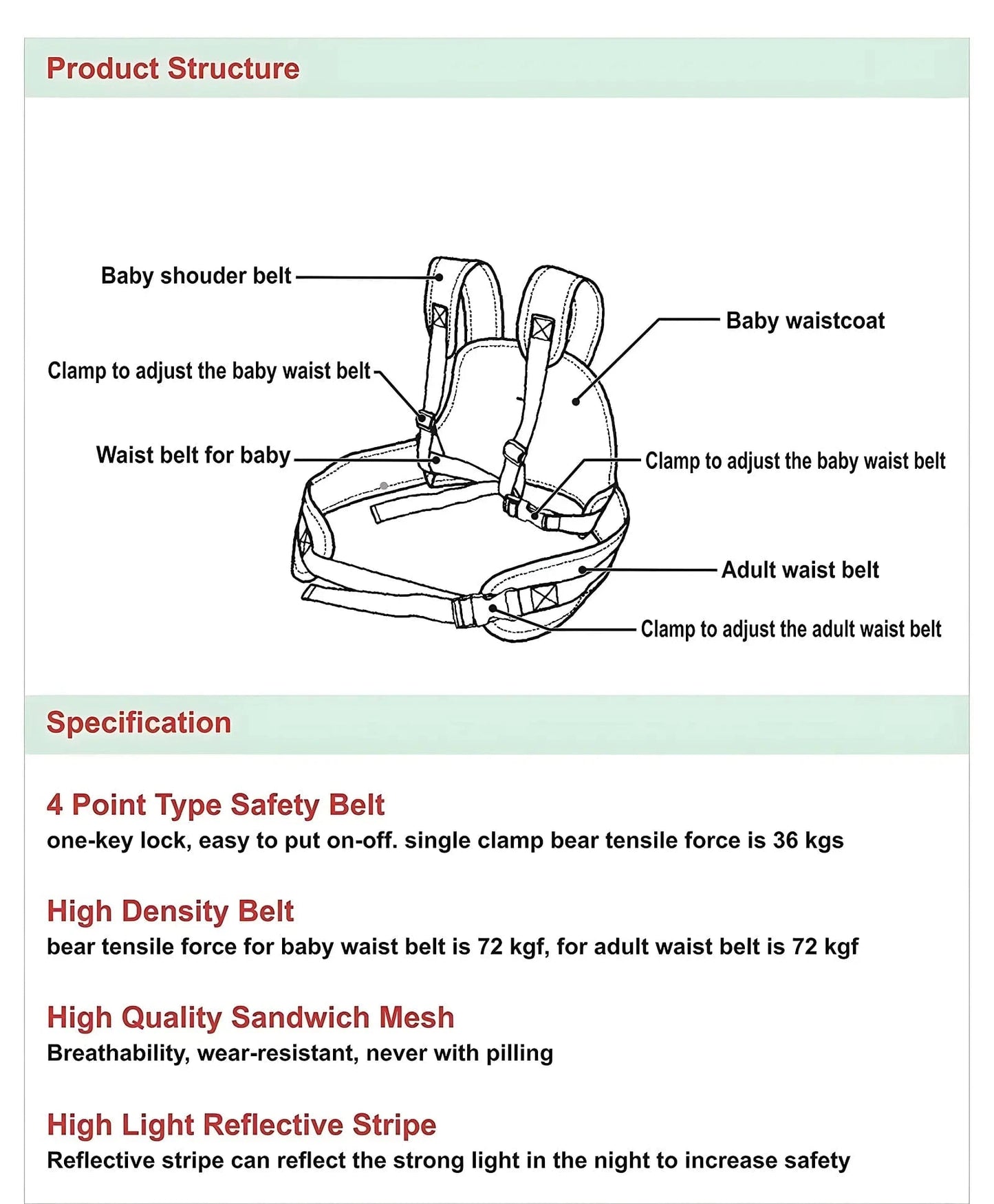 Kids Safety Belt For Two Wheeler | Child Harness Safety Seat Belt