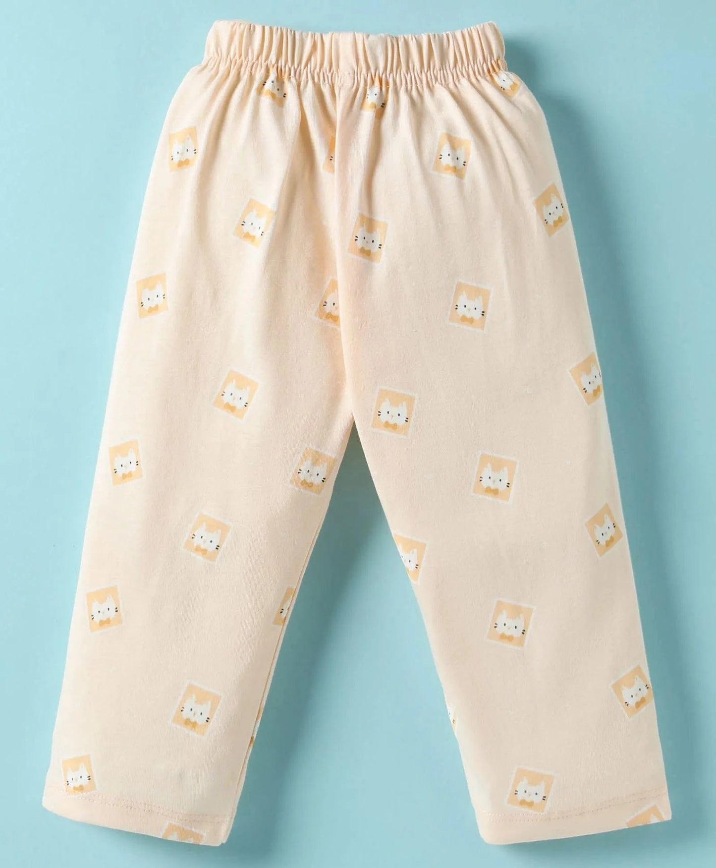 Beige Teddy Sinker Girls's Half Sleeve Sleepwear Set | Front Open