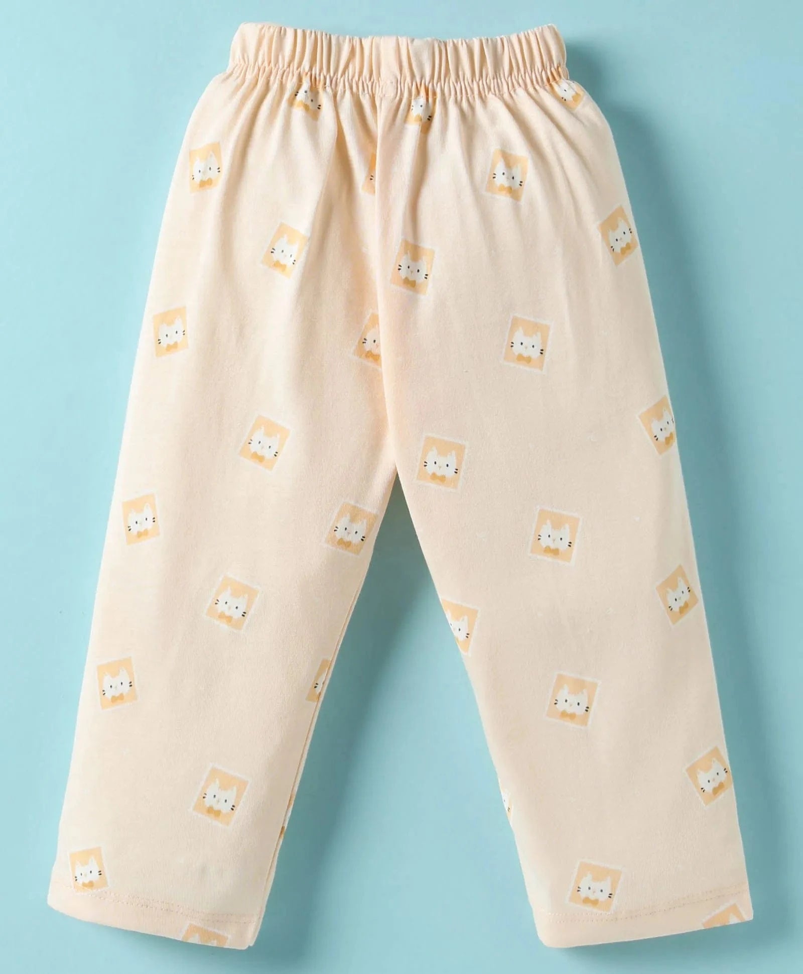 Beige Teddy Sinker Girls's Half Sleeve Sleepwear Set | Front Open