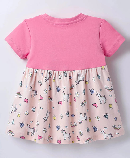 Frock For Girls | Half Sleeves | Unicorn Print | 100% Cotton