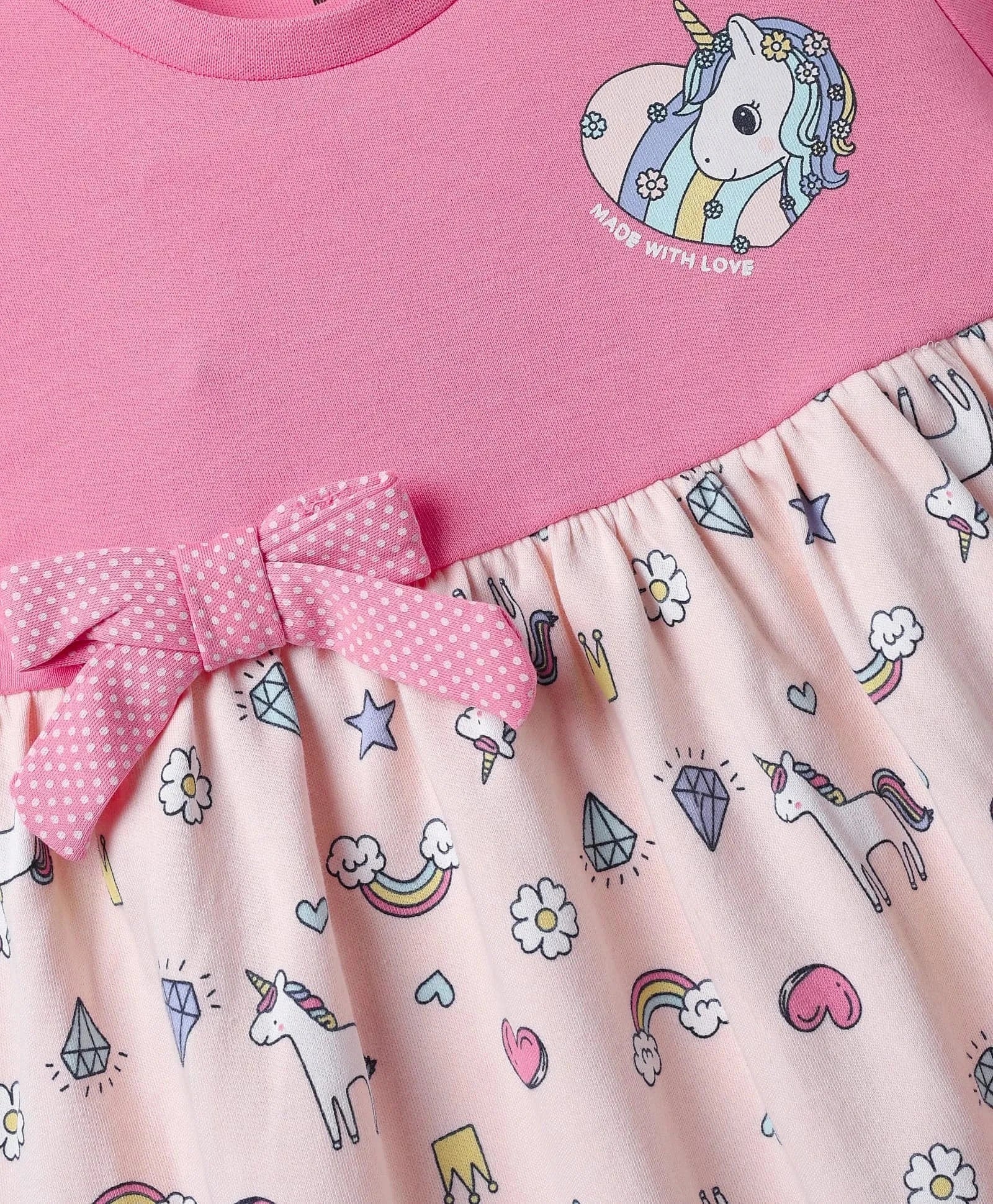 Frock For Girls | Half Sleeves | Unicorn Print | 100% Cotton