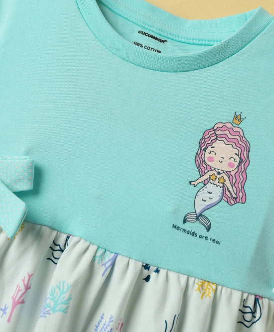 Frock For Girls | Half Sleeves | Marine Print | 100% Cotton