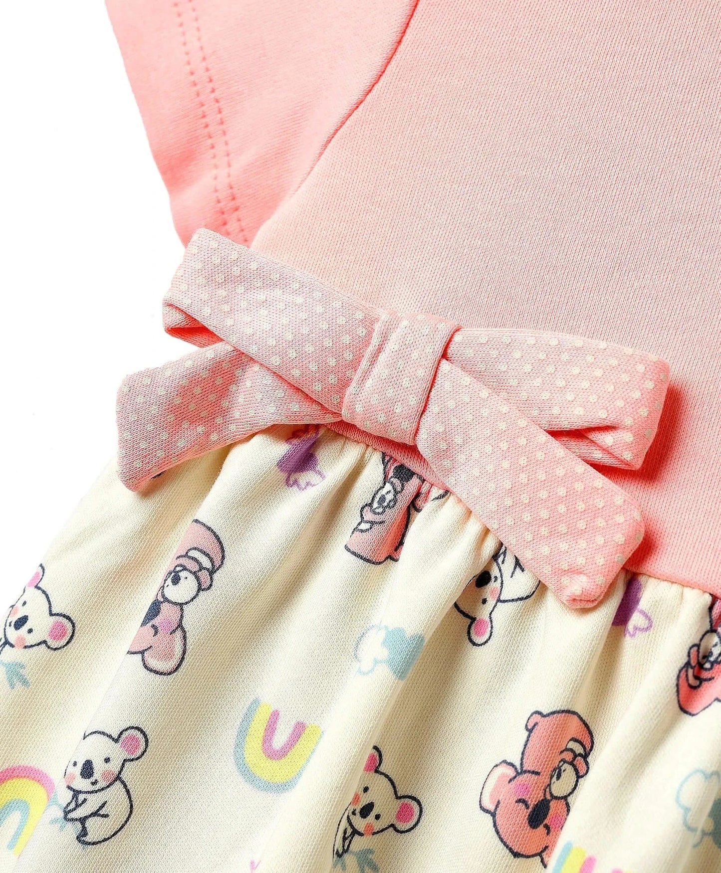Frock For Girls | Half Sleeves | Unicorn Print | 100% Cotton | Peach