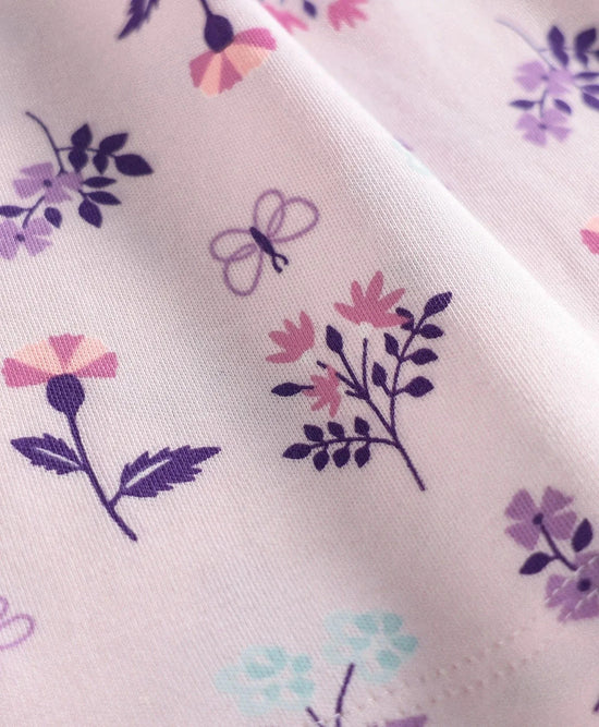 Frock For Girls | Half Sleeves | Mouse Print | 100% Cotton | Purple