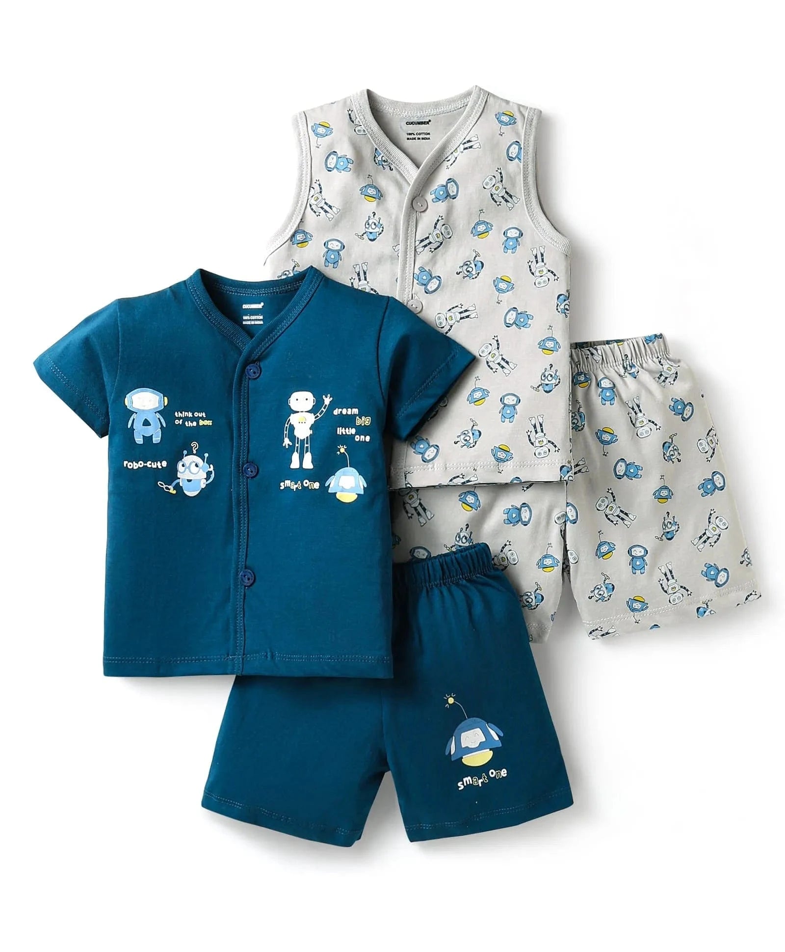 Co-ord Clothing Sets for Babies | Front Open Jhabla Shorts | 0-2Y