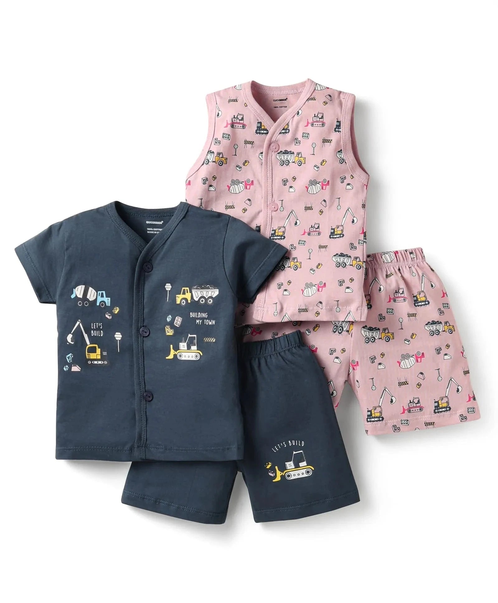 Co-ord Clothing Sets for Babies | Front Open Jhabla Shorts | 0-2Y