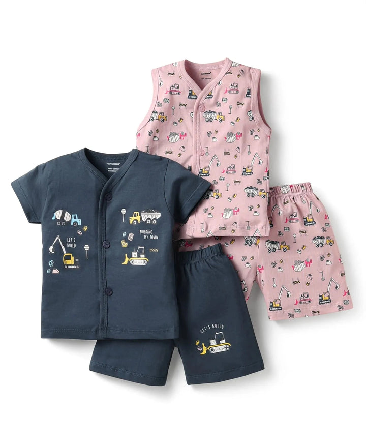 Co-ord Clothing Sets for Babies | Front Open Jhabla Shorts | 0-2Y