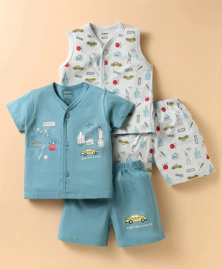 Co-ord Clothing Sets for Babies | Front Open Jhabla Shorts | 0-2Y