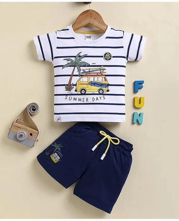 Clothing Sets For Boys | Travel Print | 100% Cotton | Navy