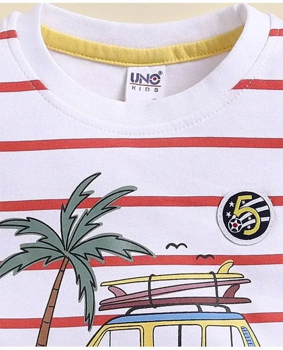 Clothing Sets For Boys | Travel Print | 100% Cotton | Red