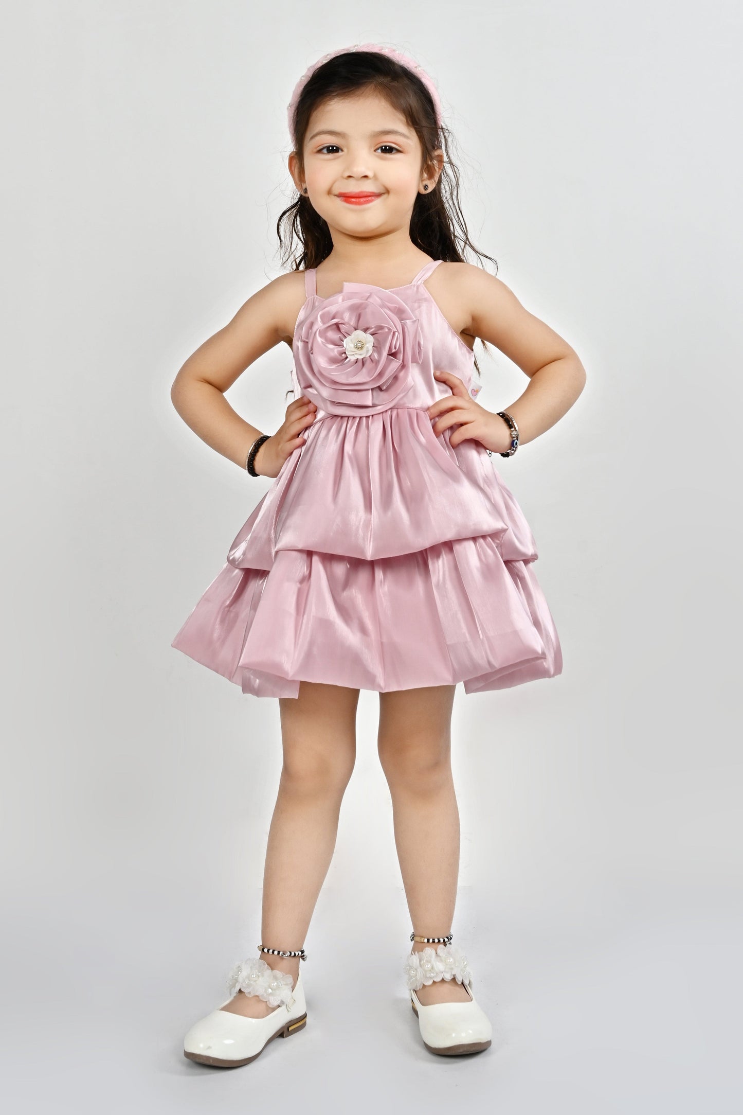 Sleeveless Designer Frock for Girls | Pink