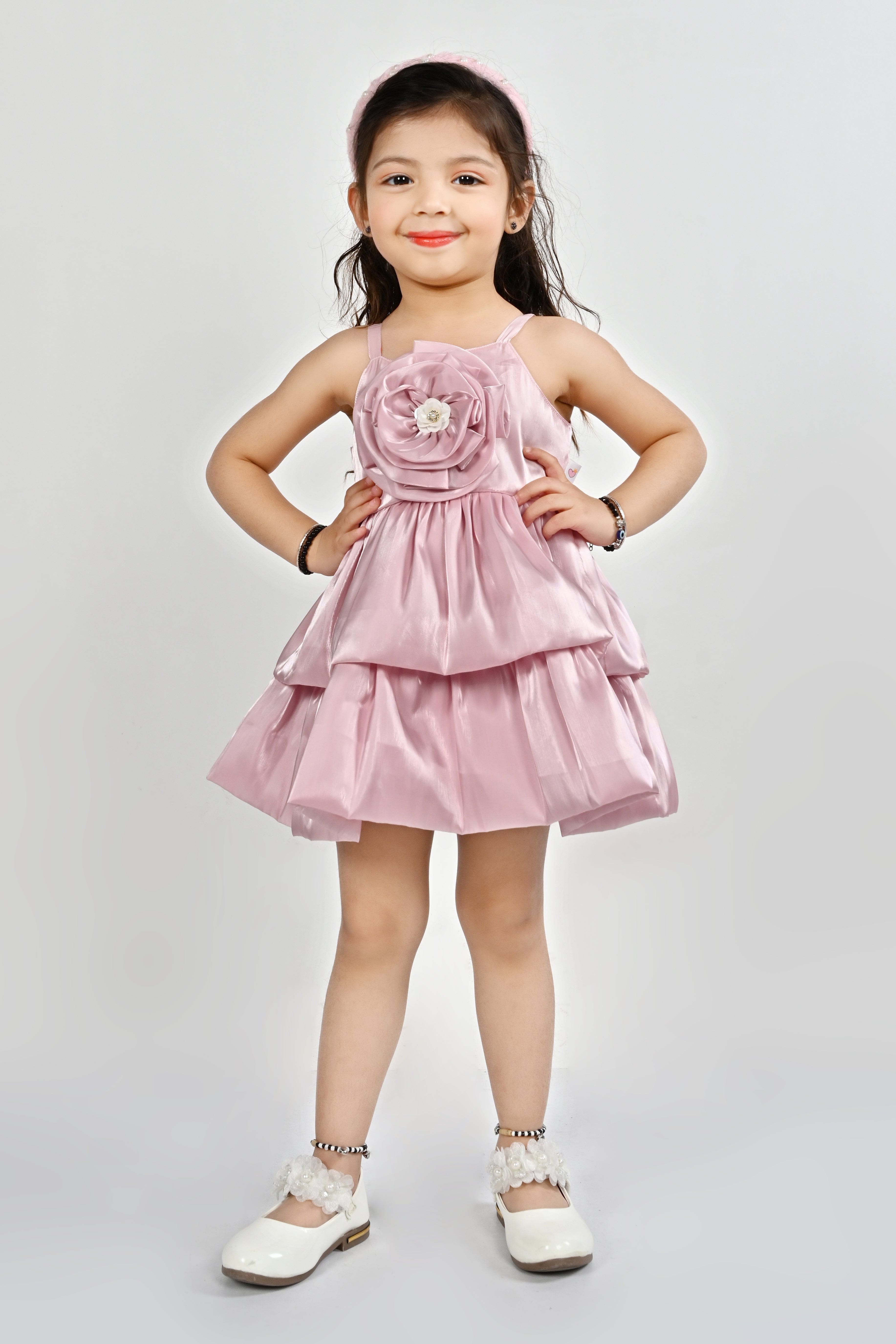 Sleeveless Designer Frock for Girls | Pink