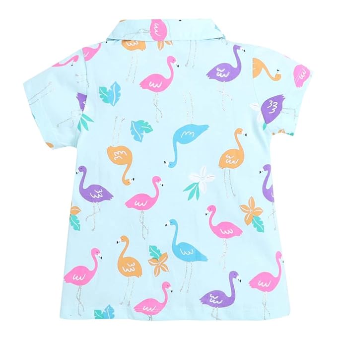SleepWear Set For Baby Girls | Flamingo Print | Blue
