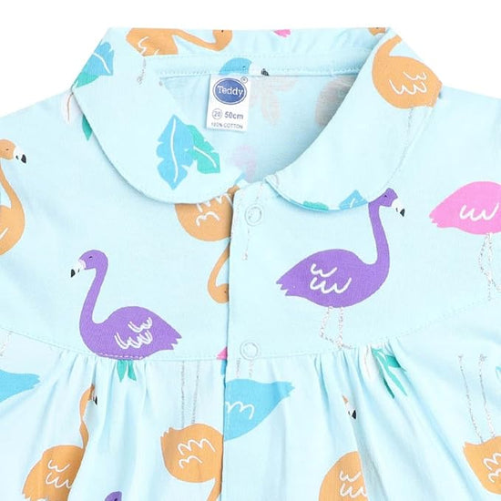 SleepWear Set For Baby Girls | Flamingo Print | Blue