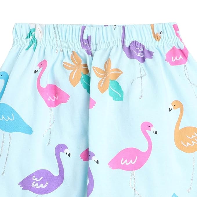 SleepWear Set For Baby Girls | Flamingo Print | Blue