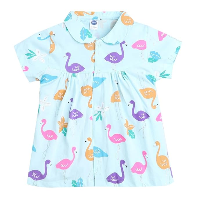 SleepWear Set For Baby Girls | Flamingo Print | Blue