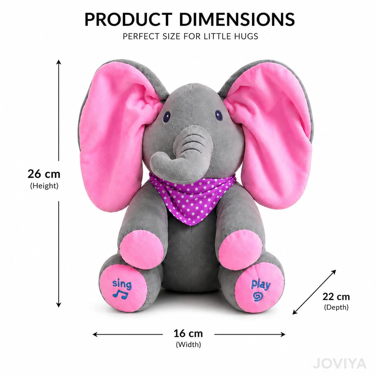 Peekaboo Musical Elephant Toy for Babies | Talking Plush Toy with Moving Ears
