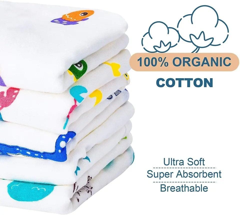 Baby Muslin Multiuse Napkins For Infants & Toddlers | Pack of 5 | 100% Muslin Cotton