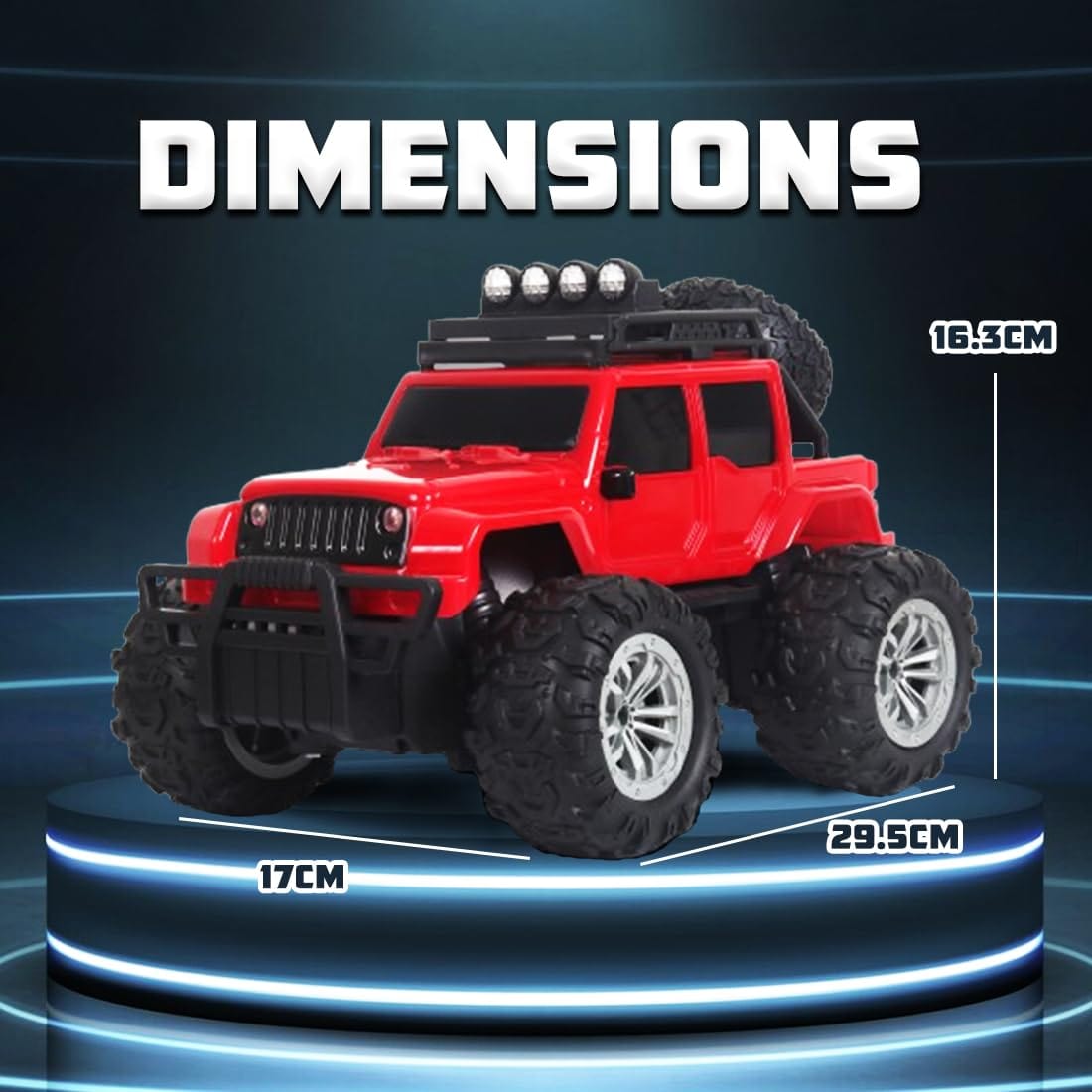 RC Car Monster Truck Toy | Off Roader | Rechargable & remote Controlled | Red
