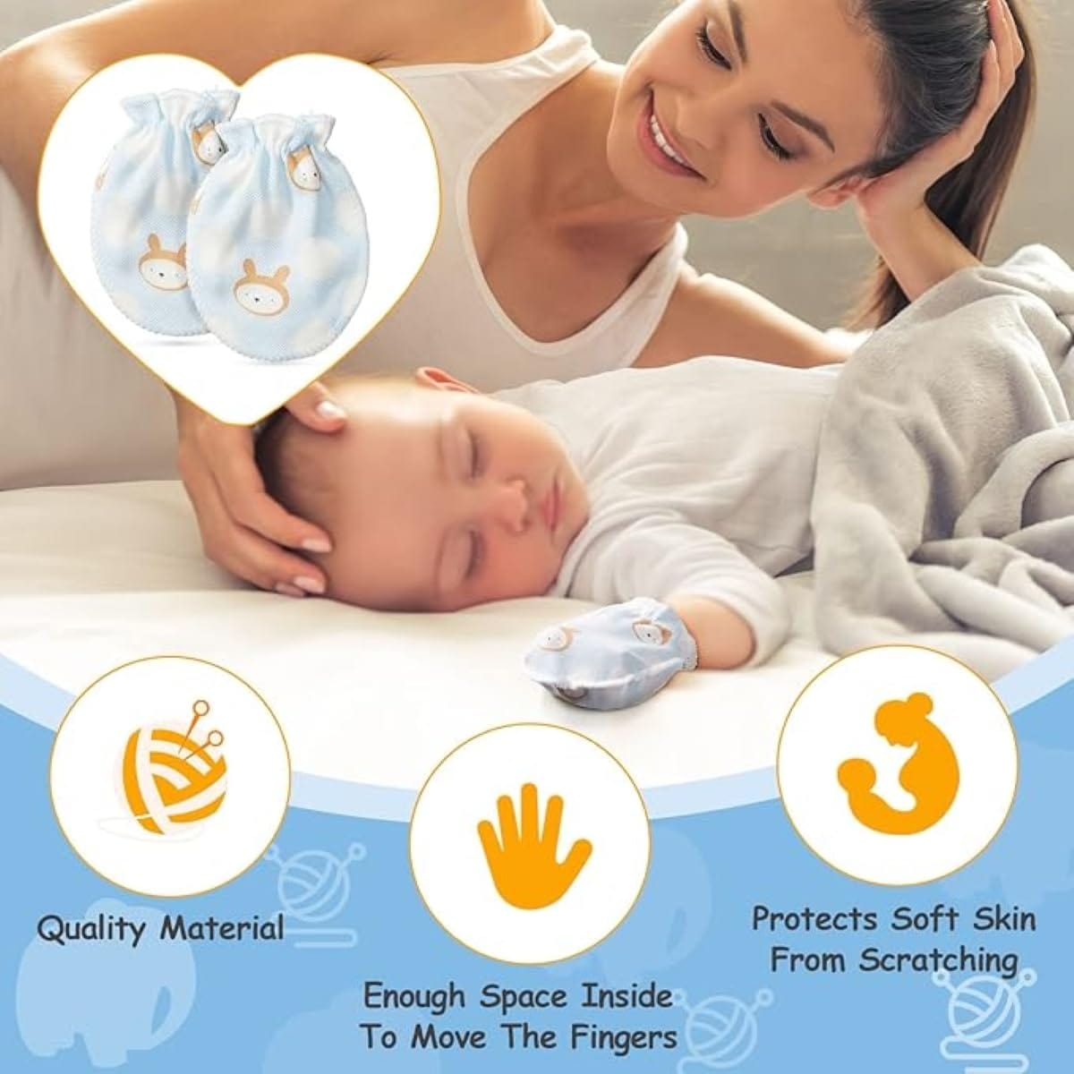 NewBorn Baby Cotton Mittens Sets | Pack of 2