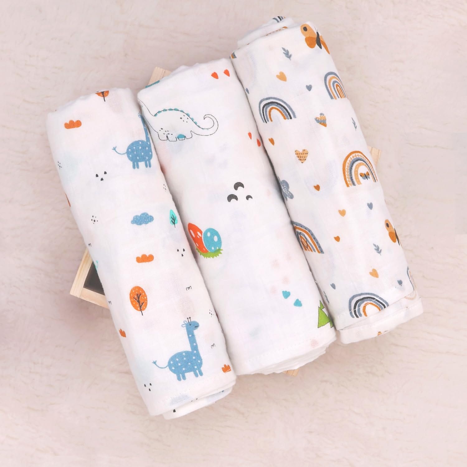 Muslin Swaddles For Newborn | Organic Muslin Wrapper For Babies | Pack of 3