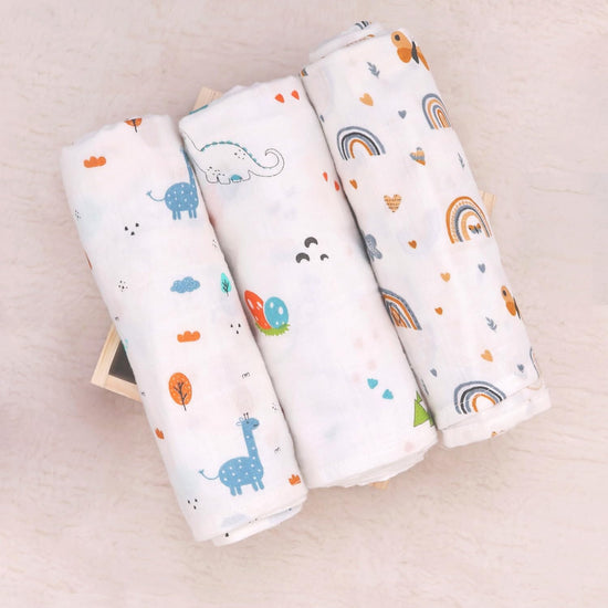 Muslin Swaddles For Newborn | Organic Muslin Wrapper For Babies | Pack of 3