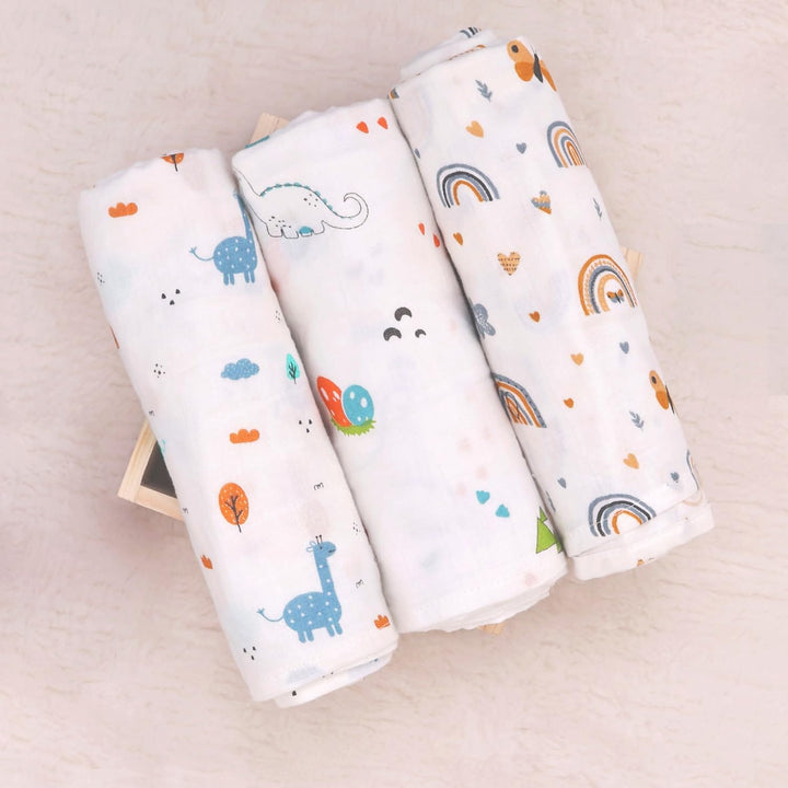 Muslin Swaddles For Newborn | Organic Muslin Wrapper For Babies | Pack of 3