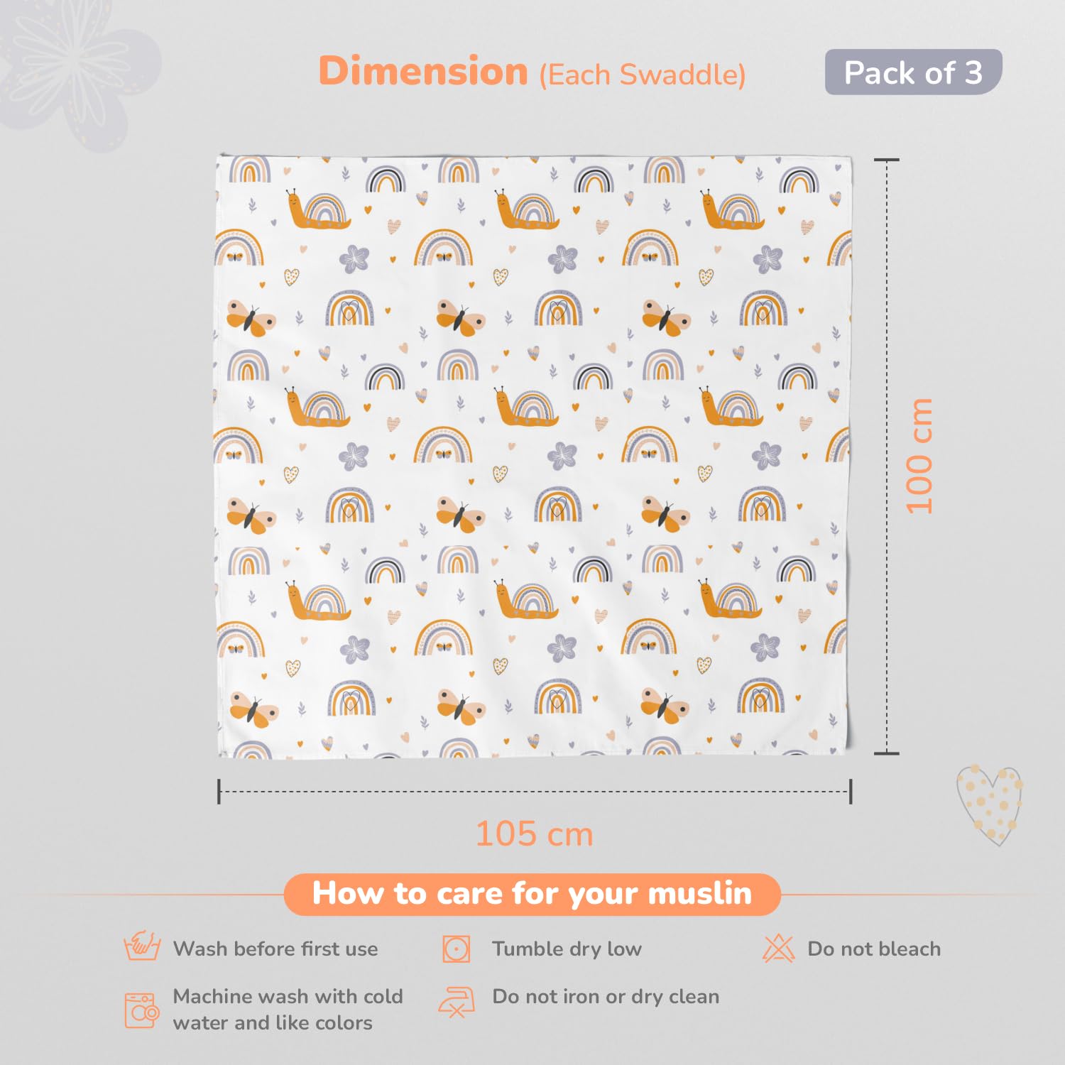 Muslin Swaddles For Newborn | Organic Muslin Wrapper For Babies | Pack of 3