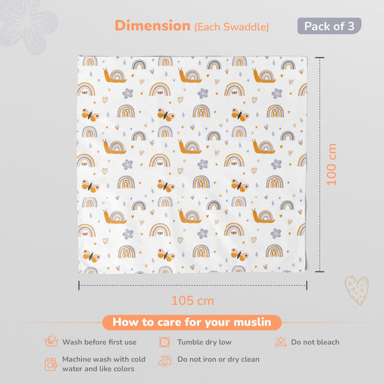 Muslin Swaddles For Newborn | Organic Muslin Wrapper For Babies | Pack of 3