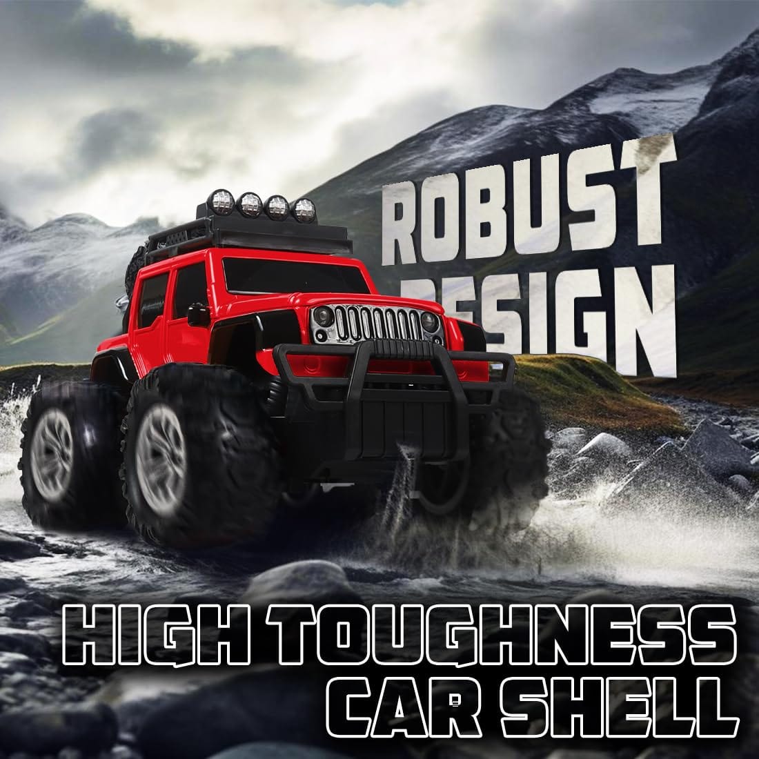 RC Car Monster Truck Toy | Off Roader | Rechargable & remote Controlled | Red