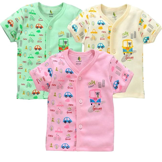 Cucumber Front Open Printed Jabla | Pure Cotton | Pack of 3