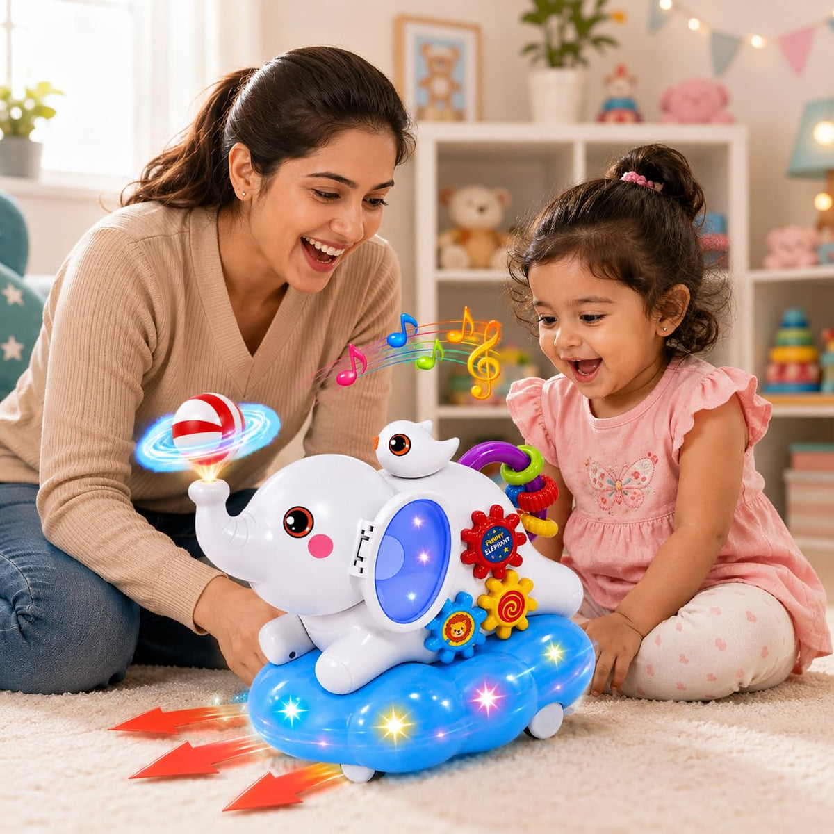 Funny Elephant Musical Walking Toy for Kids 3+ | Moving Elephant with Lights, Sounds & Floating Ball