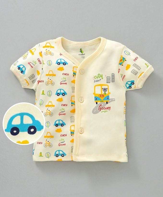 Cucumber Front Open Printed Jabla | Pure Cotton | Pack of 3