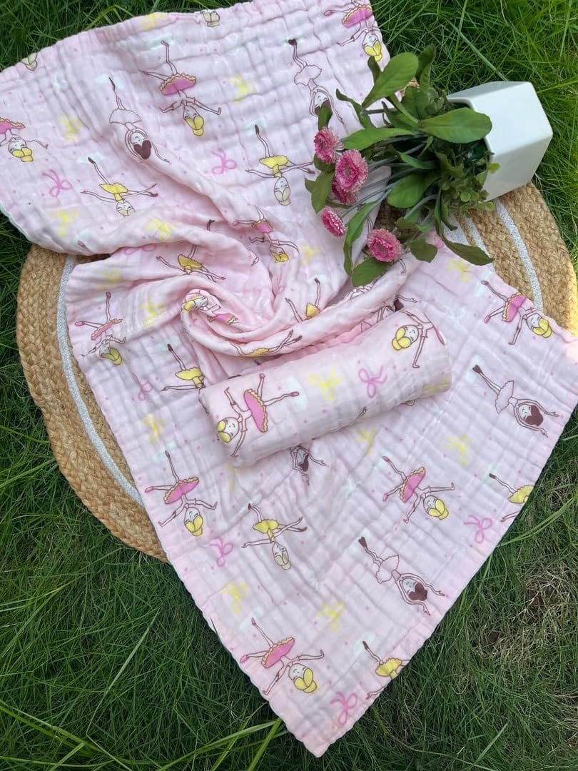 Newborn Muslin Swaddle Blanket | Soft & Skin-Friendly | Baby Pink