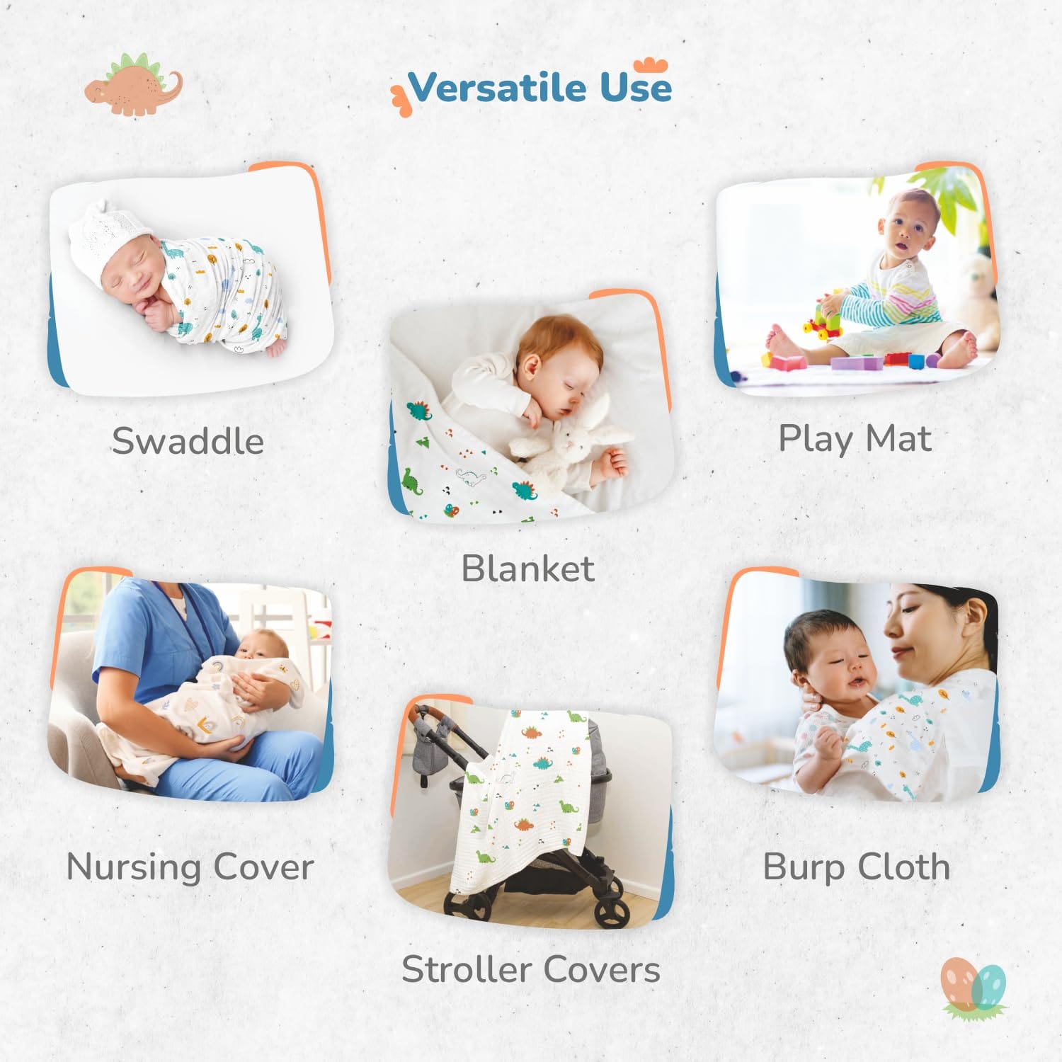 Muslin Swaddles For Newborn | Organic Muslin Wrapper For Babies | Pack of 3