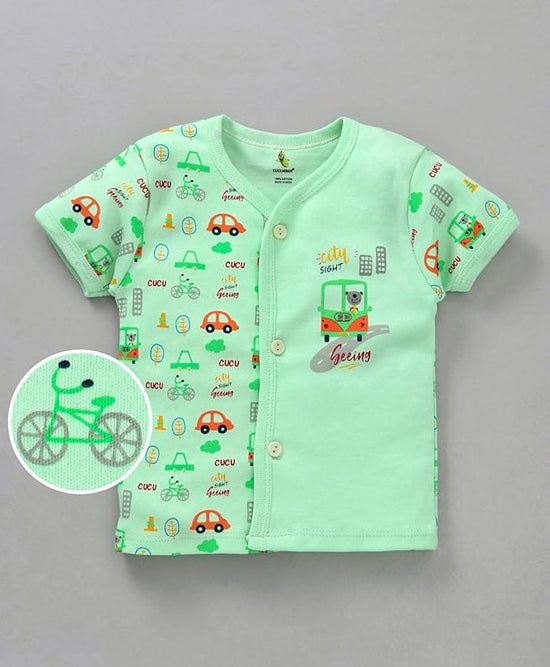 Cucumber Front Open Printed Jabla | Pure Cotton | Pack of 3