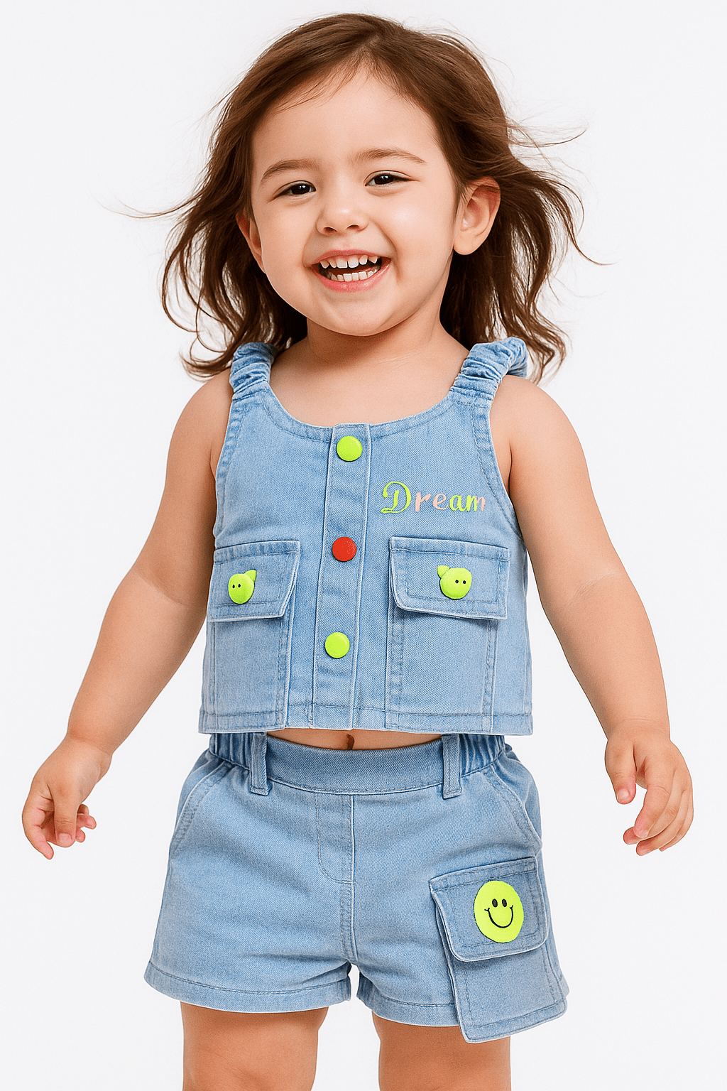Clothing Sets For Girls | Sleevless top & Denim Shorts | Pack of 1