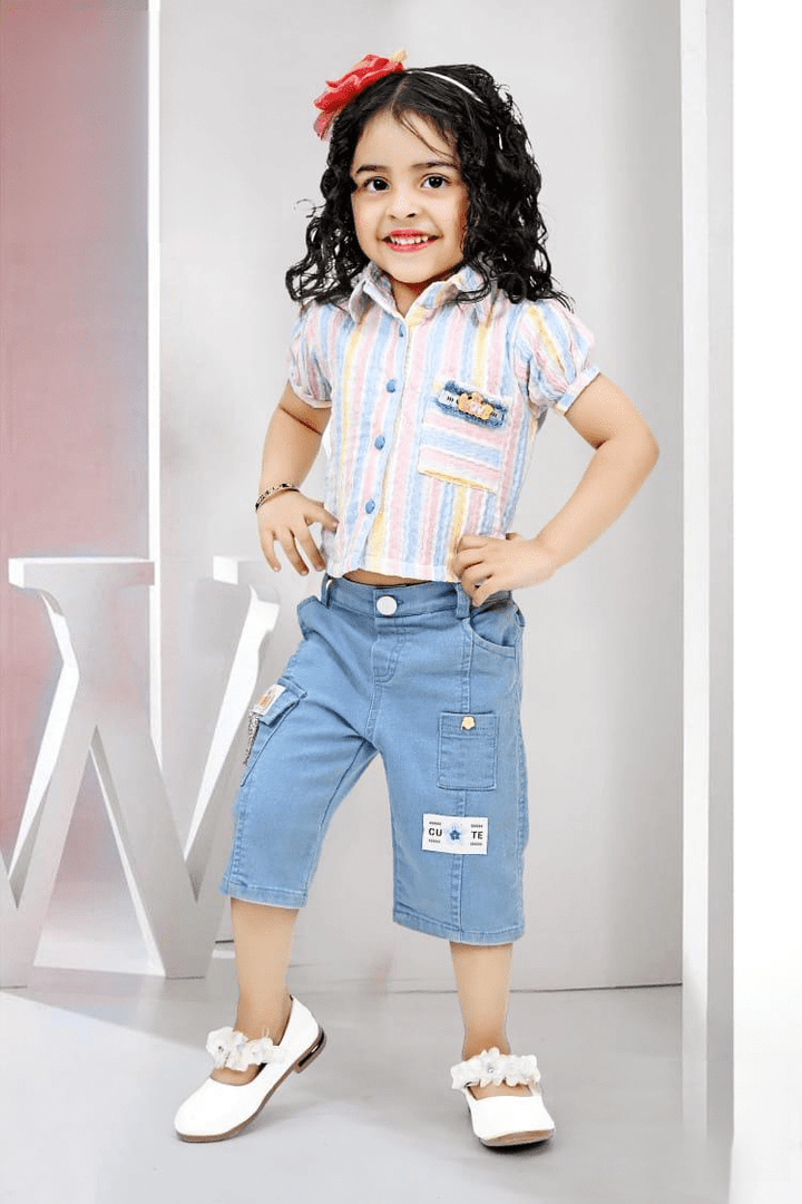Clothing Sets For Girls | Shirt & Capri Set | Multicolor