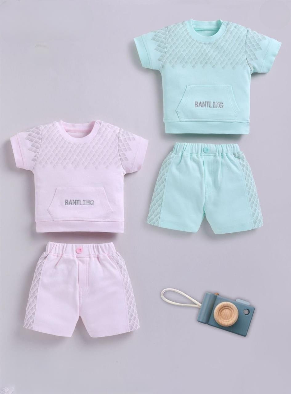 NewBorn Clothing Sets | HalfSleeves Tshirt & Shorts Set | Pack of 2 | Pure Cotton