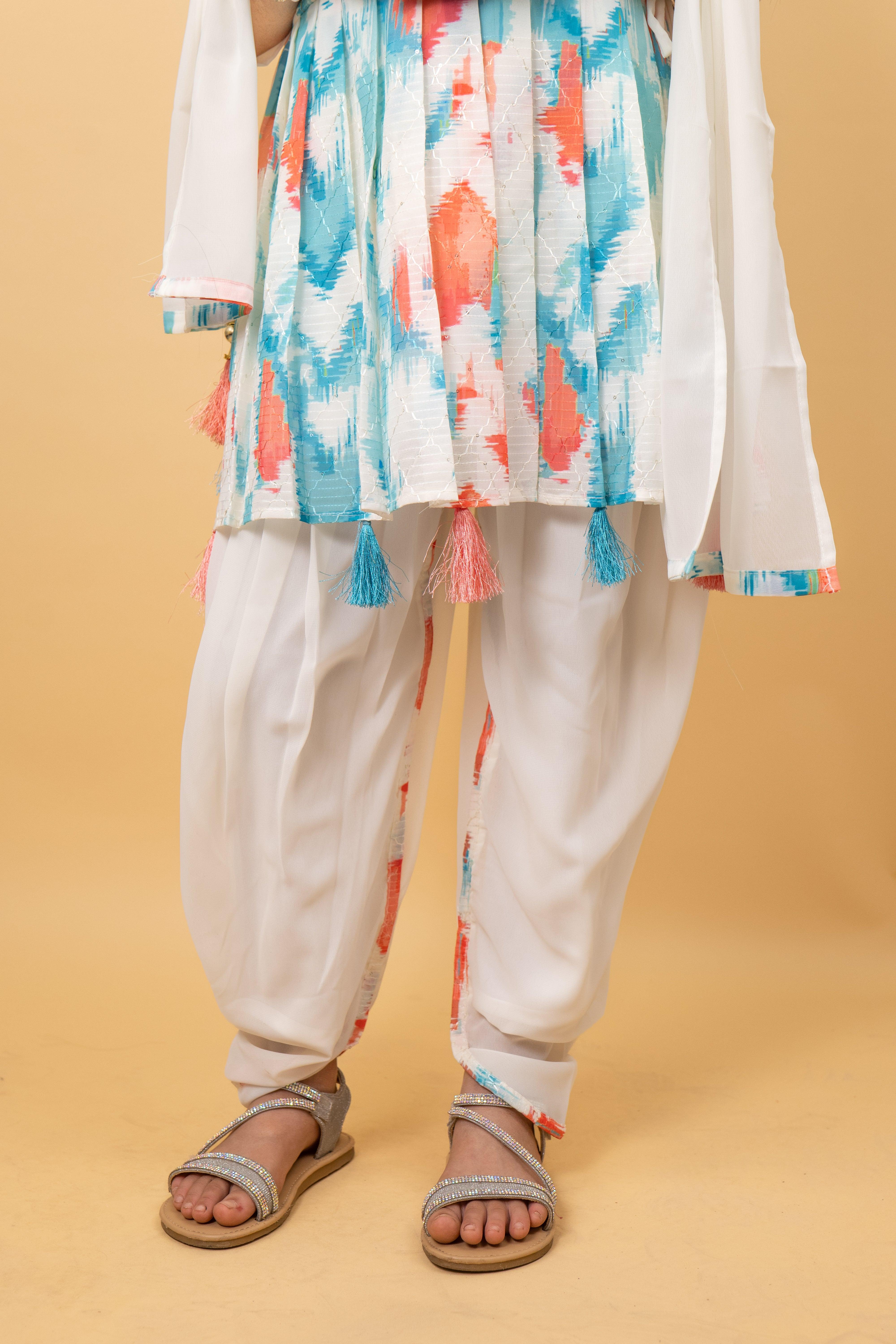 Digital Print Dhoti Set For Girls