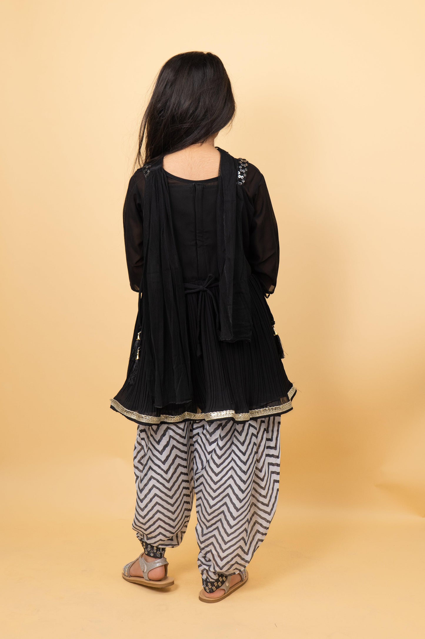 Royal Black Dhoti Set For Girls