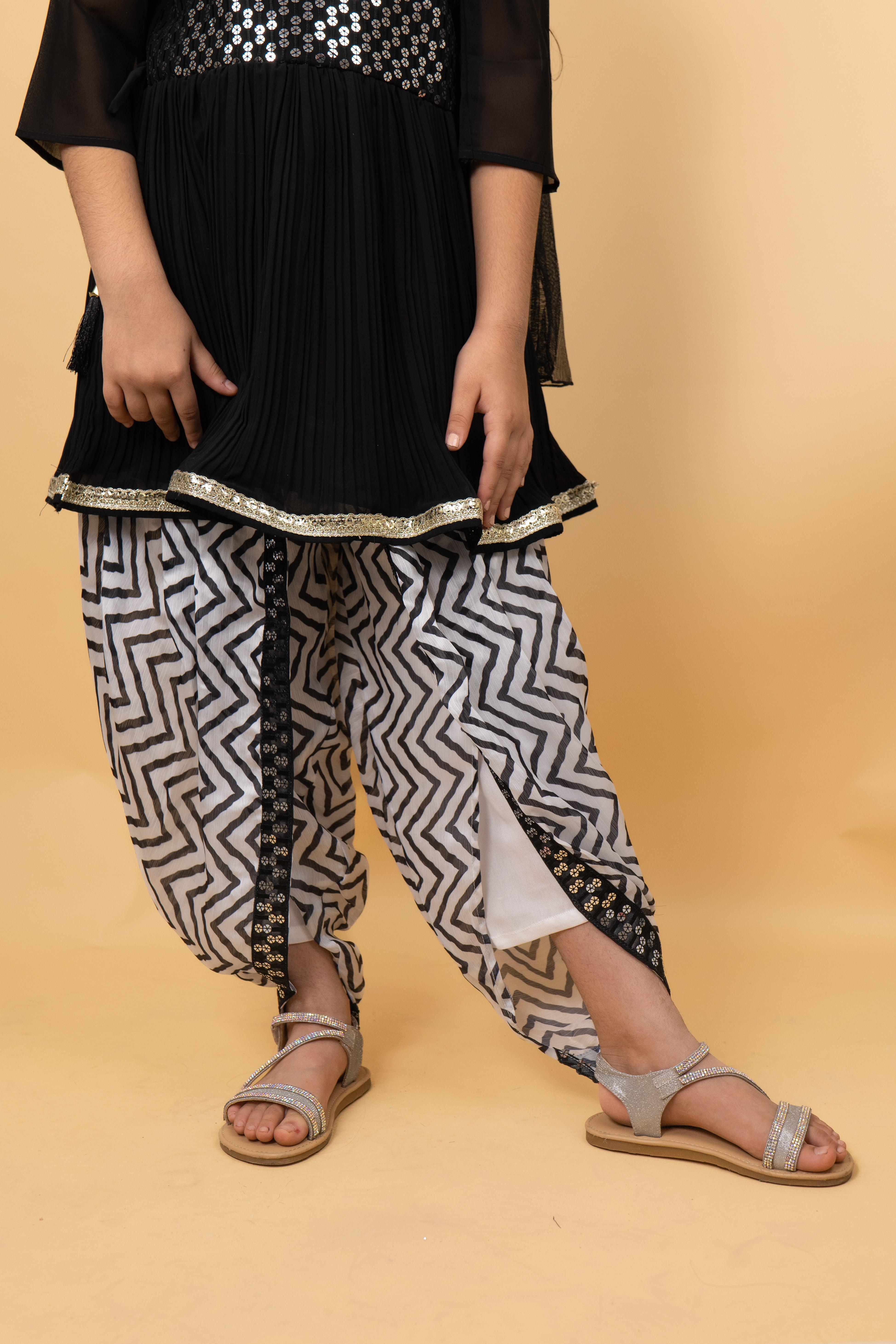 Royal Black Dhoti Set For Girls