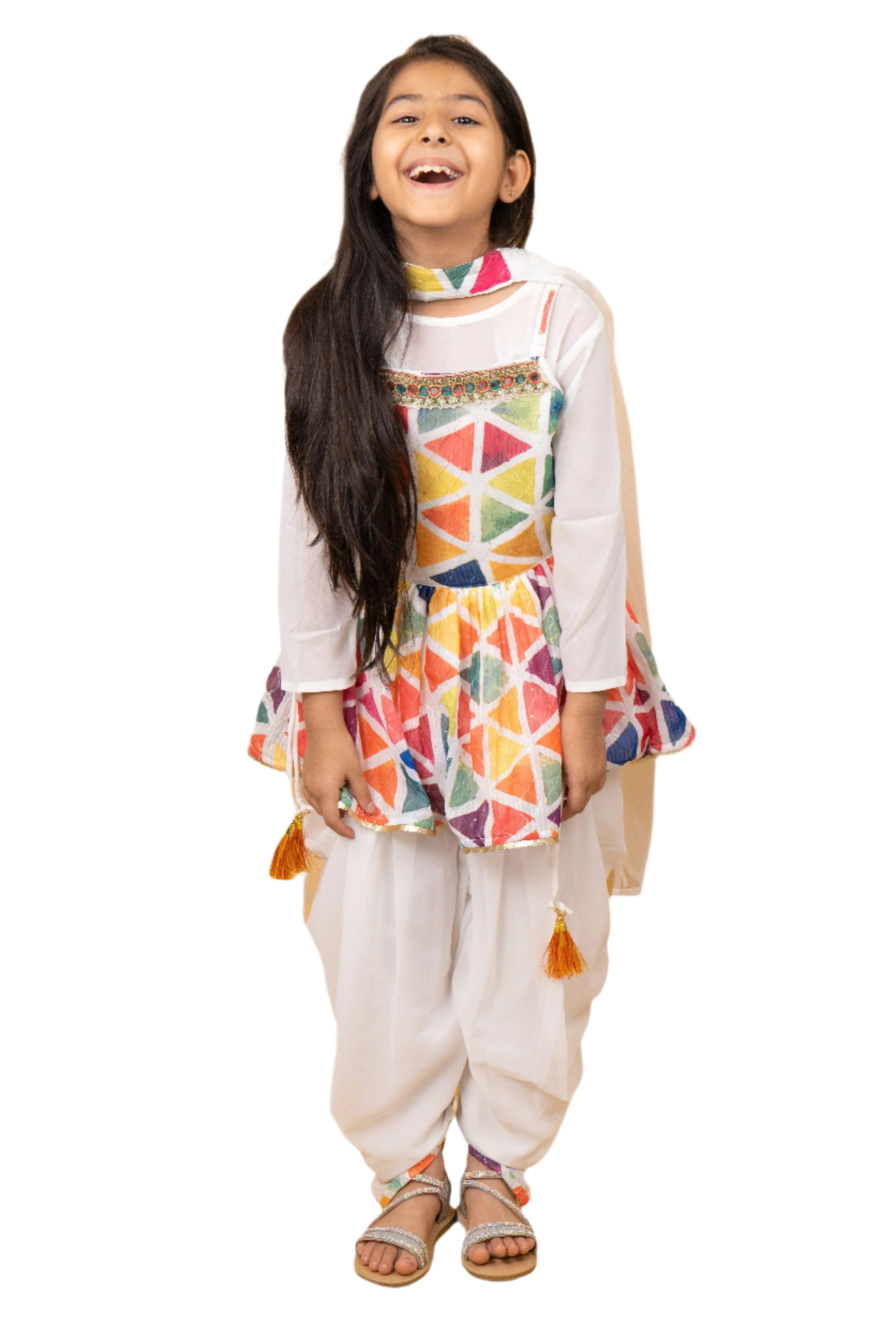 Multi-Color Girls Dhoti Set
