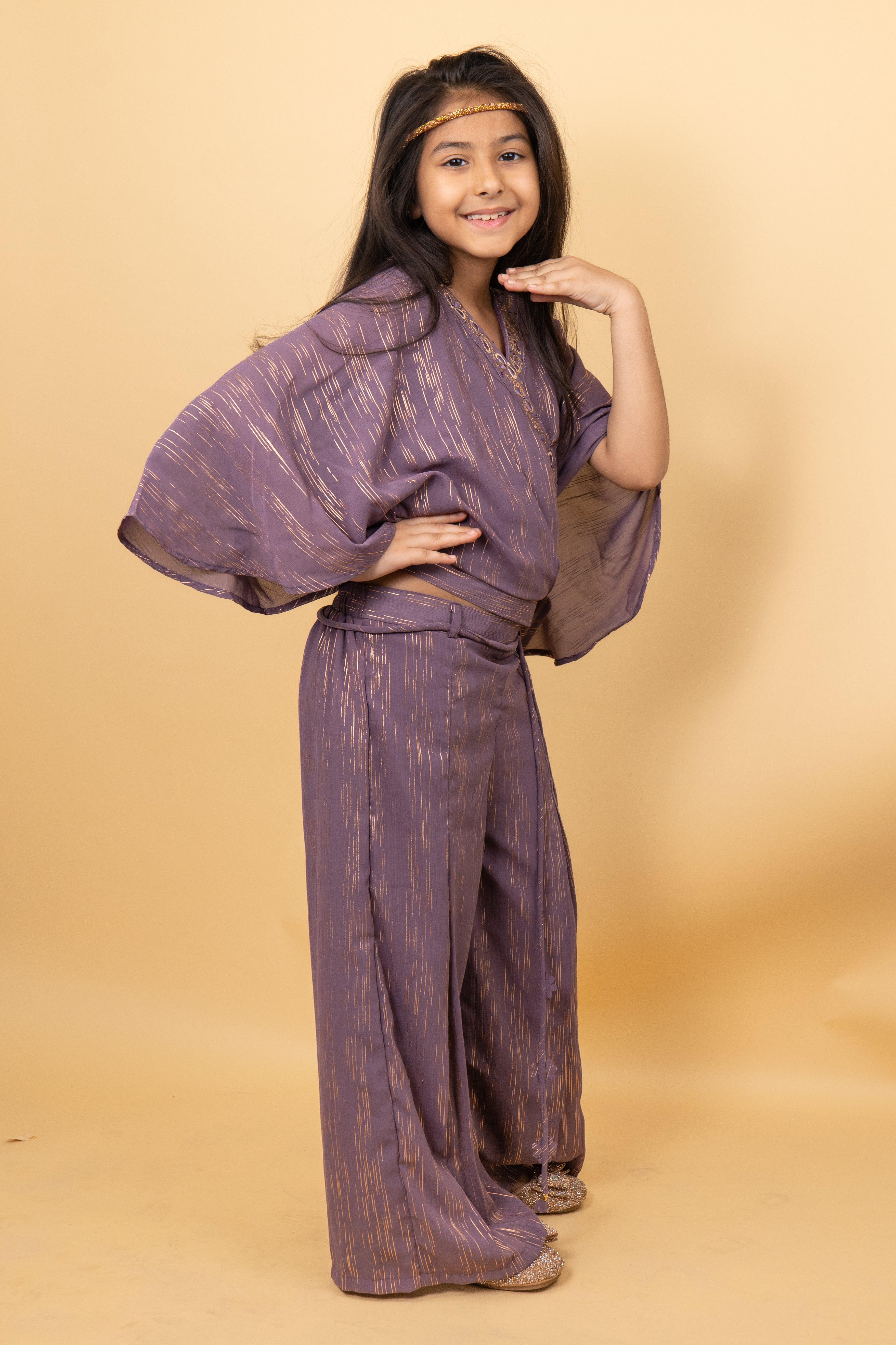 Purple Tone Girls Plazzo Set