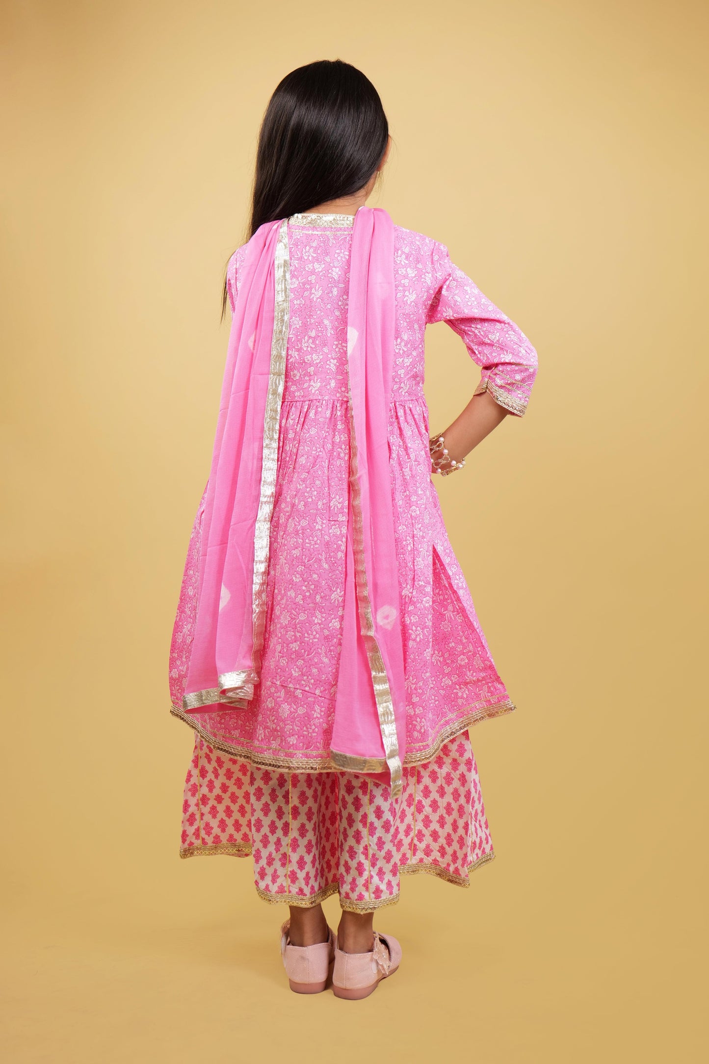 Printed Pink Girls Sharara Set